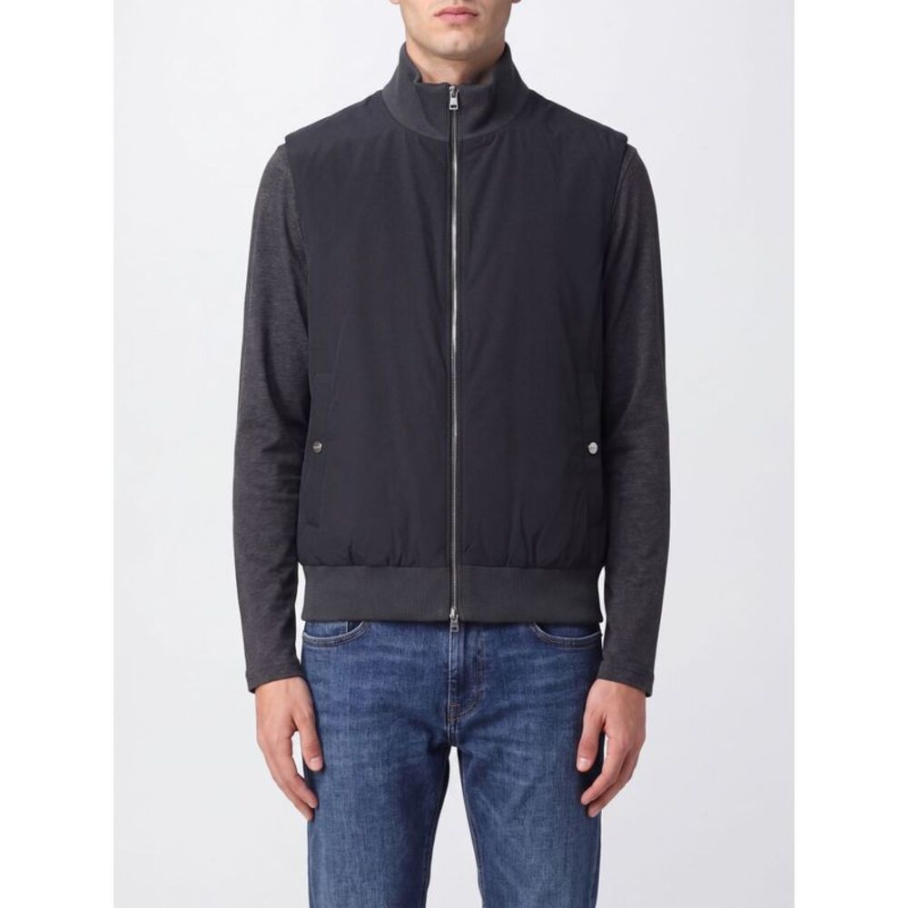 Herno Men Padded Technical Nylon High-Neck Gilet Herno With Two-Way Zip